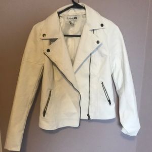 Forever 21 white leather jacket . NEVER WORN.